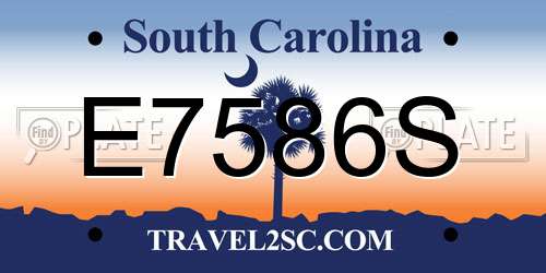 E7586S South Carolina License Plate