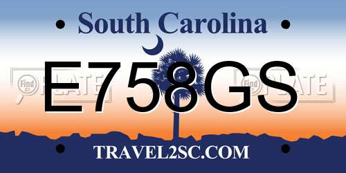 E758GS South Carolina License Plate