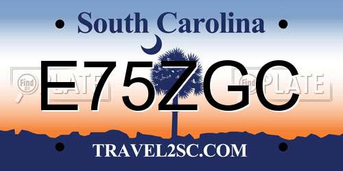 E75ZGC South Carolina License Plate