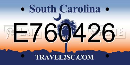 E760426 South Carolina License Plate
