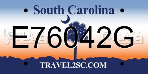 E76042G South Carolina License Plate