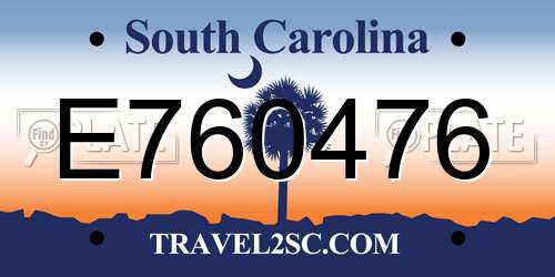 E760476 South Carolina License Plate