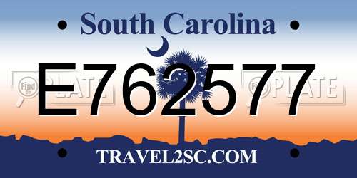 E762577 South Carolina License Plate