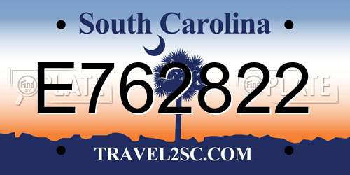 E762822 South Carolina License Plate