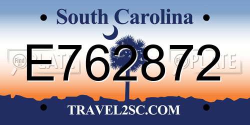 E762872 South Carolina License Plate