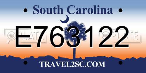 E763122 South Carolina License Plate