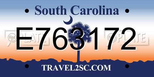 E763172 South Carolina License Plate