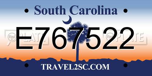 E767522 South Carolina License Plate