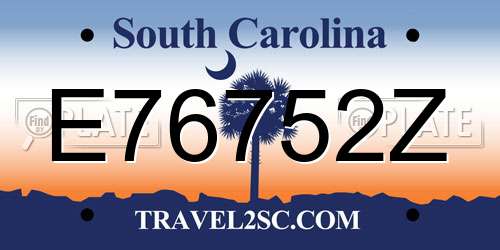E76752Z South Carolina License Plate