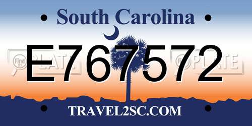E767572 South Carolina License Plate
