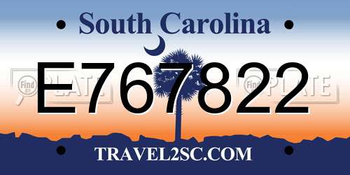 E767822 South Carolina License Plate