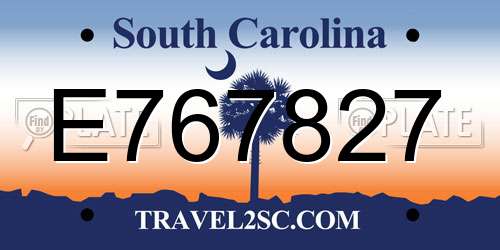 E767827 South Carolina License Plate