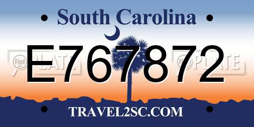 E767872 South Carolina License Plate