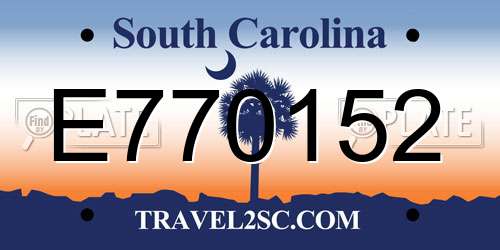 E770152 South Carolina License Plate