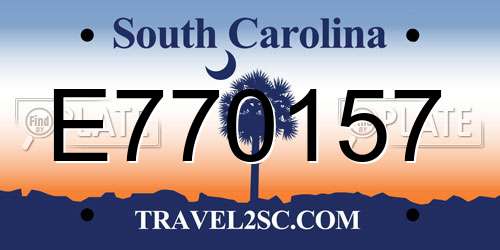 E770157 South Carolina License Plate