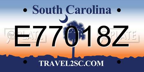 E77018Z South Carolina License Plate