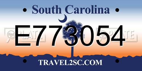 E773054 South Carolina License Plate