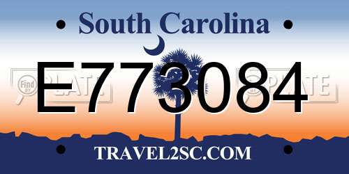E773084 South Carolina License Plate
