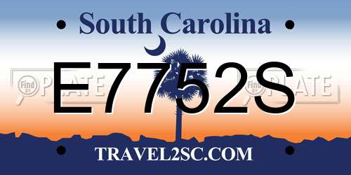 E7752S South Carolina License Plate