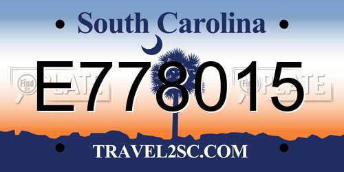 E778015 South Carolina License Plate