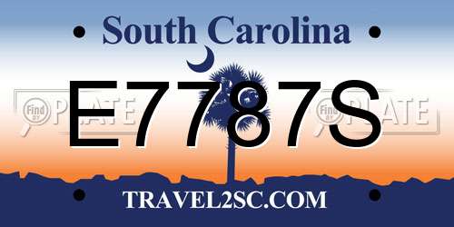 E7787S South Carolina License Plate