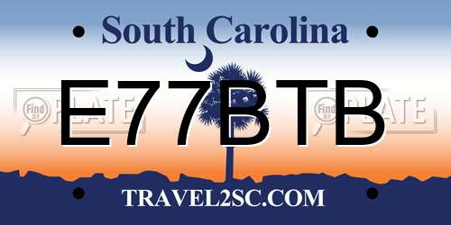 E77BTB South Carolina License Plate