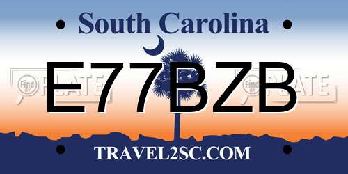 E77BZB South Carolina License Plate