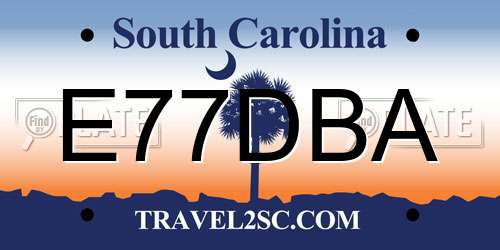 E77DBA South Carolina License Plate