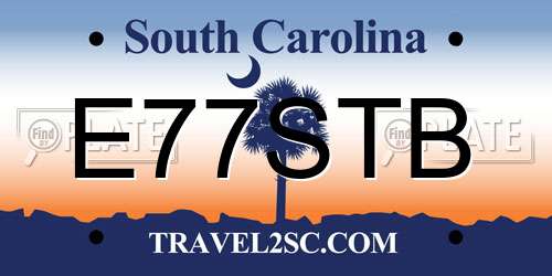 E77STB South Carolina License Plate