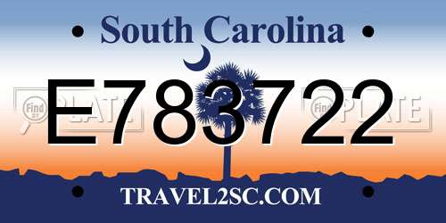 E783722 South Carolina License Plate