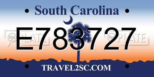 E783727 South Carolina License Plate