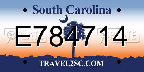E784714 South Carolina License Plate