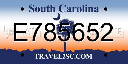 E785652 South Carolina License Plate