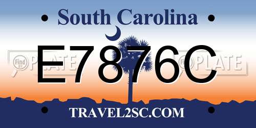 E7876C South Carolina License Plate