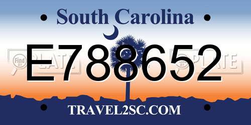 E788652 South Carolina License Plate