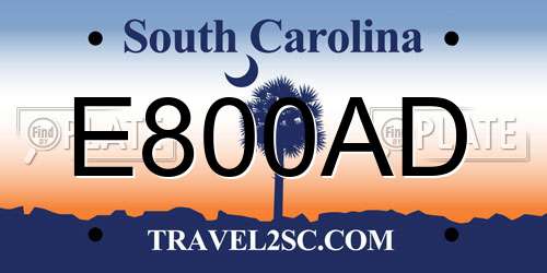 E800AD South Carolina License Plate