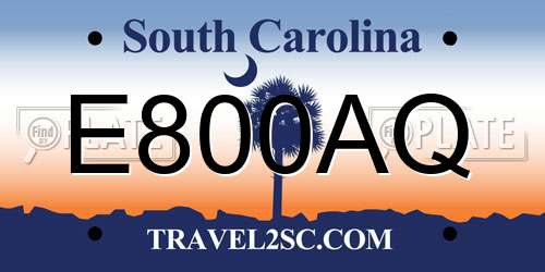 E800AQ South Carolina License Plate