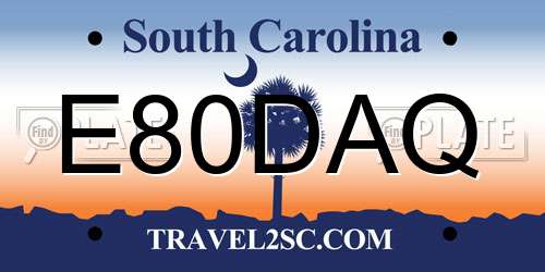 E80DAQ South Carolina License Plate