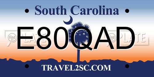 E80QAD South Carolina License Plate