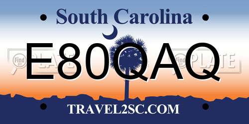 E80QAQ South Carolina License Plate