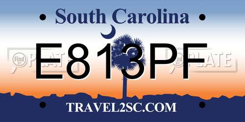 E813PF South Carolina License Plate
