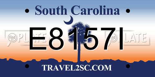 E8157I South Carolina License Plate