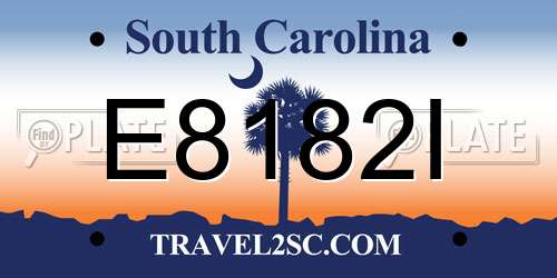 E8182I South Carolina License Plate