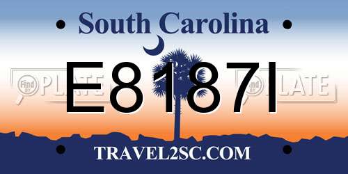 E8187I South Carolina License Plate