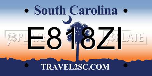 E818ZI South Carolina License Plate