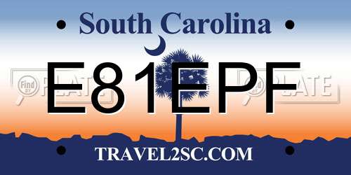 E81EPF South Carolina License Plate