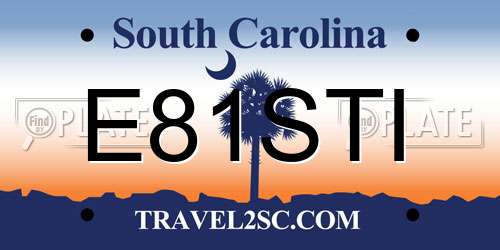 E81STI South Carolina License Plate