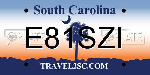E81SZI South Carolina License Plate