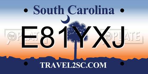 E81YXJ South Carolina License Plate