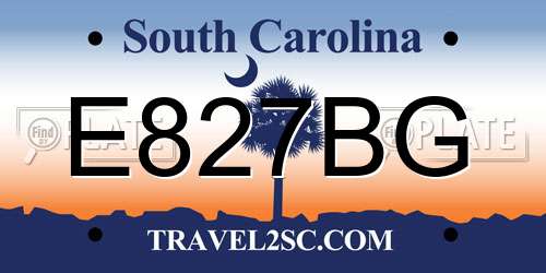 E827BG South Carolina License Plate